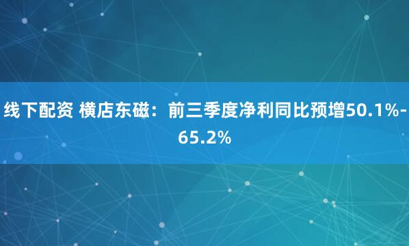 线下配资 横店东磁：前三季度净利同比预增50.1%-65.2%