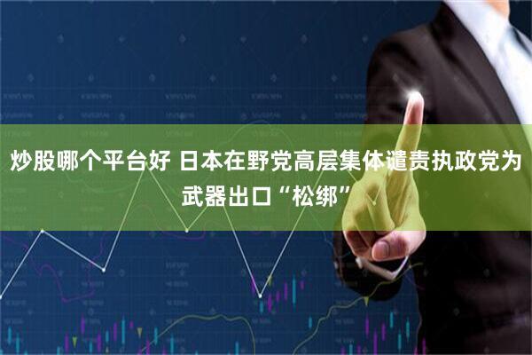 炒股哪个平台好 日本在野党高层集体谴责执政党为武器出口“松绑”