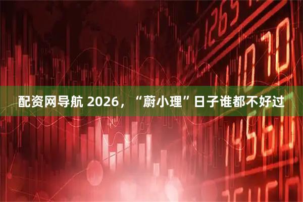 配资网导航 2026，“蔚小理”日子谁都不好过